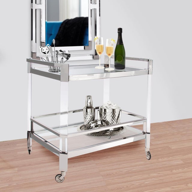 Who is ready for a party? With our Stainless Steel Bar Cart, you will be! The polished stainless steel frame is supported...