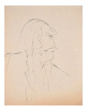 Man In Profile - Original Charcoal Drawing by Flor David - 1950s 1950s