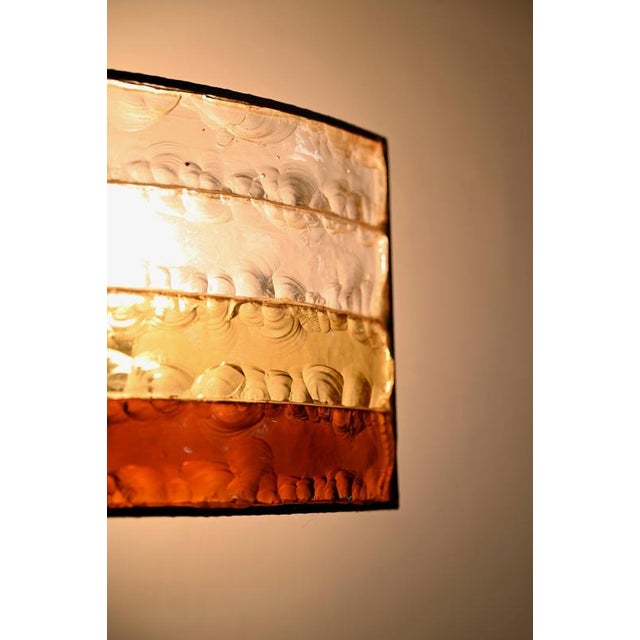 Brutalist Wrought Iron and Amber Glass Sconce attributed to Longobard, Italy, 1970s For Sale - Image 4 of 17