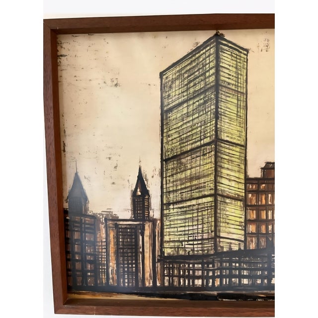 A striking plate-signed lithograph by French expressionist Bernard Buffet, depicting a stylized New York skyline. Dated...