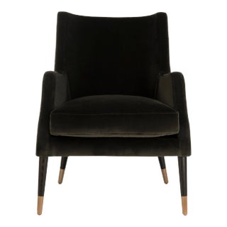 Velvet Armchair in Giotto Shale For Sale
