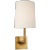 Ojai Medium Single Sconce in Soft Brass with Linen Shade Designer: Barbara Barry Height: 16.5" Extension: 8" Backplate:...
