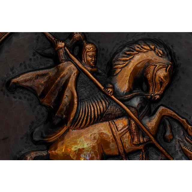 Italian Saint Geogius Kills Dragon Big Wall Decoration in Copper, 1950s For Sale - Image 11 of 15