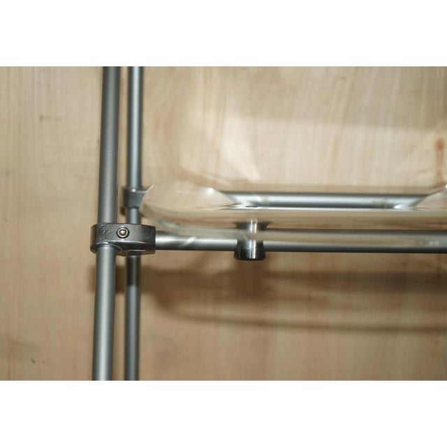 Gray Metal and Acrylic Glass Folding Desk Chair with Swing Back For Sale - Image 8 of 18