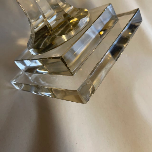 Mid 20th Century Faceted Crystal Ball Candlestick Holder For Sale - Image 5 of 7