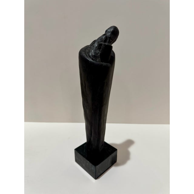 Figurative Mid 20th Century Larry Mohr Abstract Figurative Sculpture Bronze on Stone Base Signed For Sale - Image 3 of 8