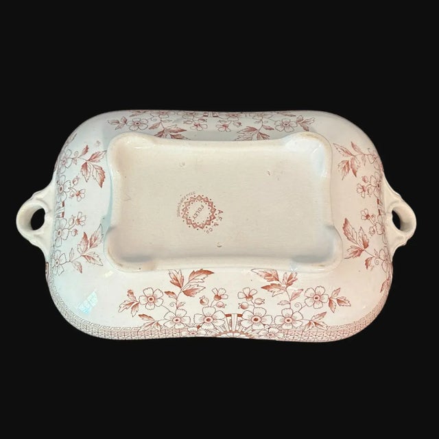 Foley China Antique Victorian Aesthetic Movement a.f. Foley Staffordshire Transferware Covered Vegetable Dish - Stoke on Trent England For Sale - Image 4 of 6