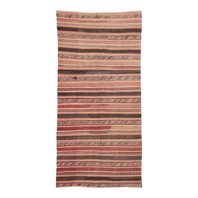 Striped Vintage Turkish Kilim Rug For Sale