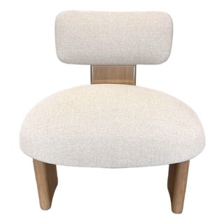Maiden Home Attributed Kenmare Modern Lounge Chair With Light Wood Frame and Cream Upholstery For Sale