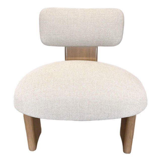 Maiden Home Attributed Kenmare Modern Lounge Chair With Light Wood Frame and Cream Upholstery For Sale