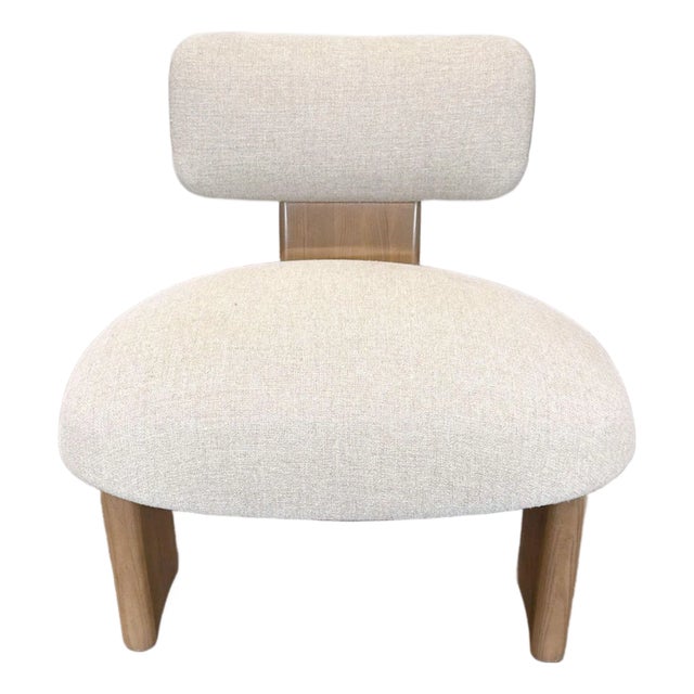 Maiden Home Kenmare Modern Lounge Chair With Light Wood Frame and Cream Upholstery For Sale