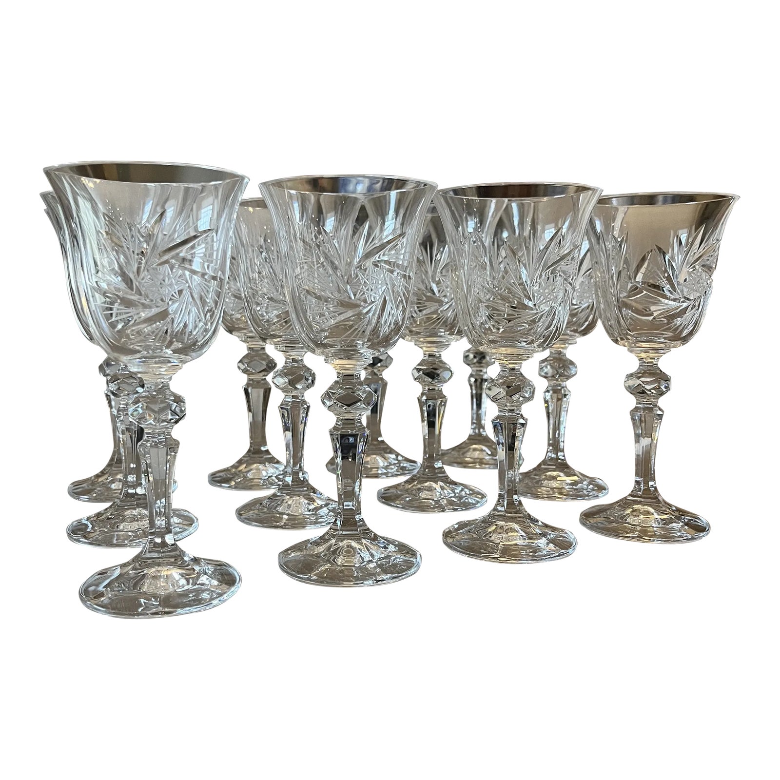Vintage Bohemia Crystal-Crystalex Wine Glasses- Set of 11 | Chairish