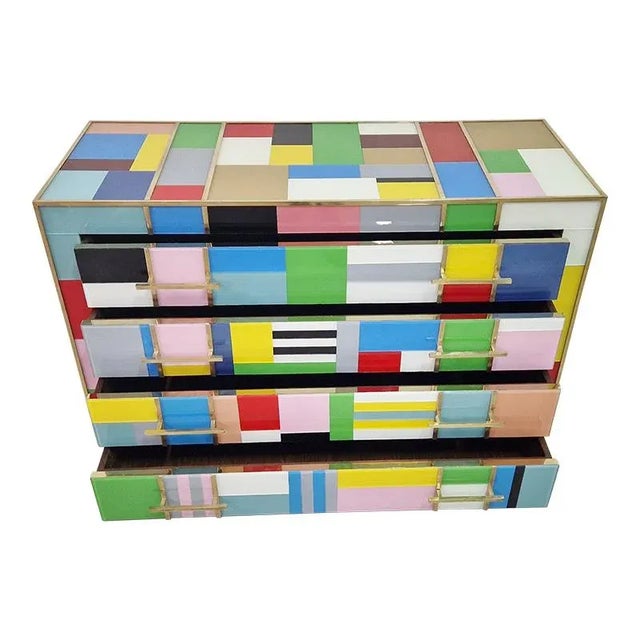 1990s Commode with 4 Glass Drawers, 1990s For Sale - Image 5 of 9