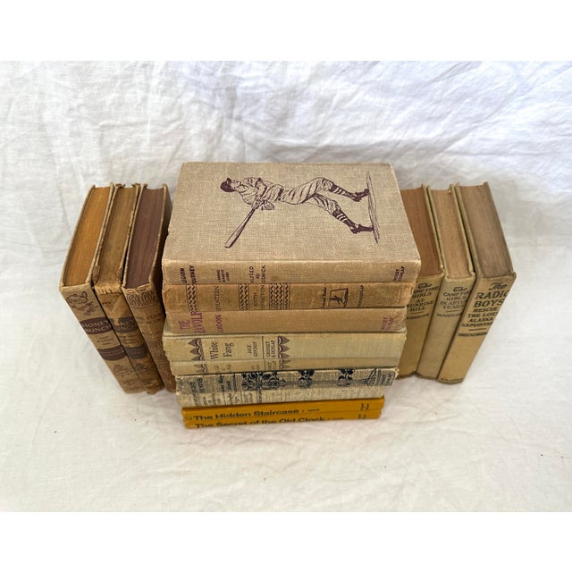 American Group of 15 Assorted Tan Antique Books For Sale - Image 3 of 5
