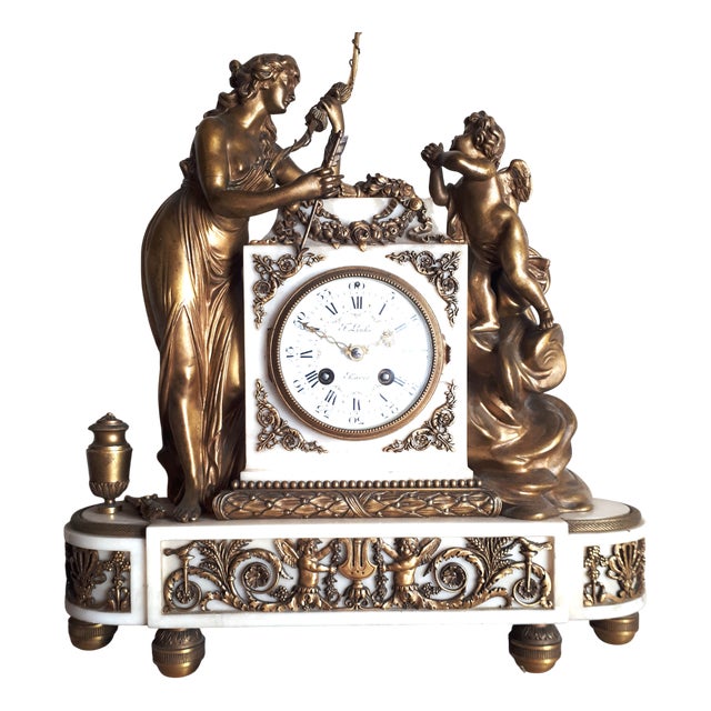 Pendulum Clock in Marble and Gilt Bronze by François Linke For Sale