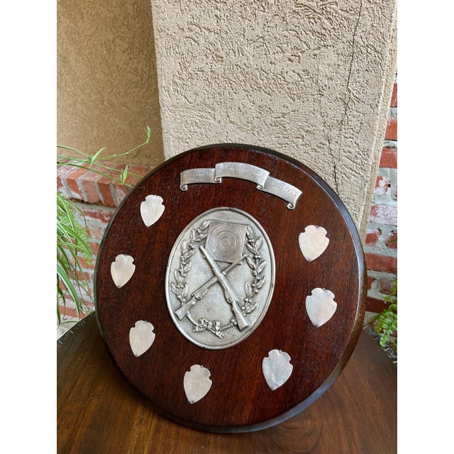 Antique English Rifle Gun Shoot Trophy Award Plaque Silver plate Shield c1910. Direct from England, just arrived in our...