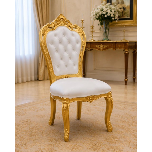Baroque Late20C Italian Baroque Gold Beech Dining Chairs-Set of 4 Pc For Sale - Image 3 of 10
