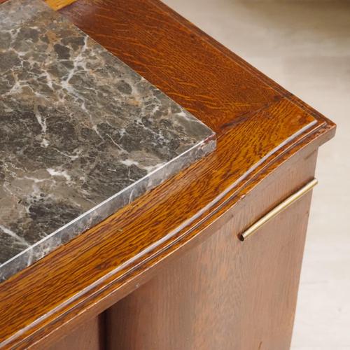 French Art Deco Bedside Table with Marble For Sale - Image 3 of 14