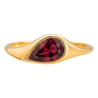 Pear Garnet East-West Ring, Size 7.5 For Sale