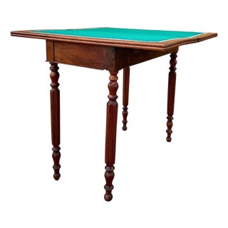 Antique Oak Games Table with Green Felt Top, Early 20th Century For Sale