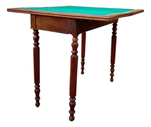 Antique Oak Games Table with Green Felt Top, Early 20th Century