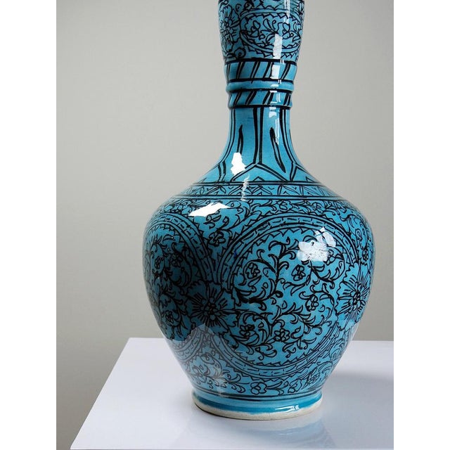 Vintage Vase in Painted Turquoise, 1950s For Sale - Image 12 of 17