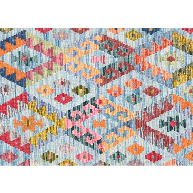 Contemporary Afghan Maimana Kilim. Hand woven with wool on wool foundation by the Maimana tribes of northern Afghanistan....