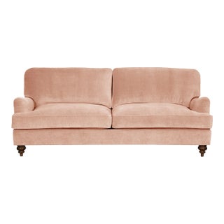 Casa Cosima Emily English Roll Arm Cotton Velvet Dusty Pink Sofa For Sale