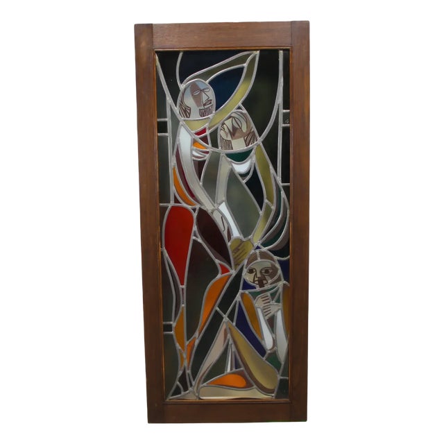Leaded Glass Lamp with Musical Design For Sale