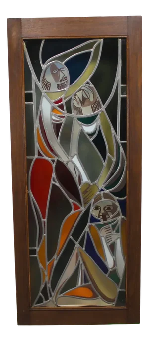 Leaded Glass Lamp with Musical Design
