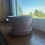 McCoy pottery pink flowerpot. Greek key design with hobnails. Good condition. Clear mark on bottom. Height approx. 3.5...