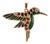 Vintage 14k Yellow Gold Diamond Ruby Green Enamel Hummingbird Drop Pendant For Sale