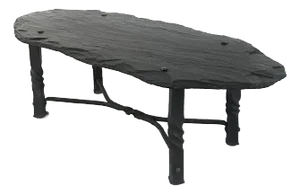 Early-Mid 20th Century French Low Table in Slate and Iron