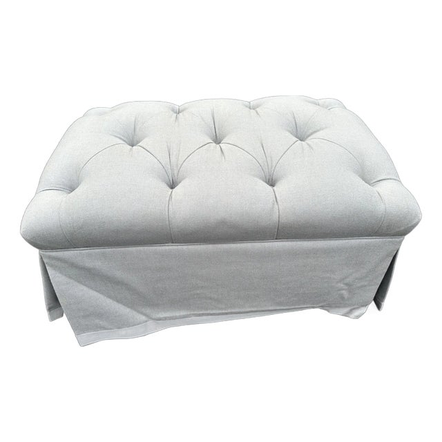 Custom Traditional Rectangular Tufted Ottoman For Sale