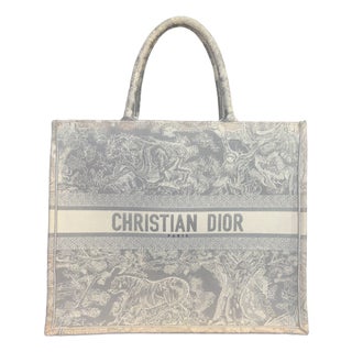 Dior Medium Book Tote in Ecru & Gray For Sale