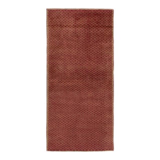 1960s Vintage Distressed Rug in Red & Beige-Green Geometric Pattern For Sale