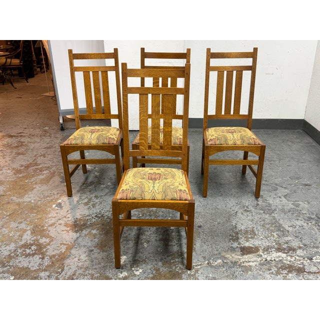Design Plus Gallery presents the Set of Four Harvey Ellis Side Chairs from Stickley Furniture. Based on a 1903 design,...