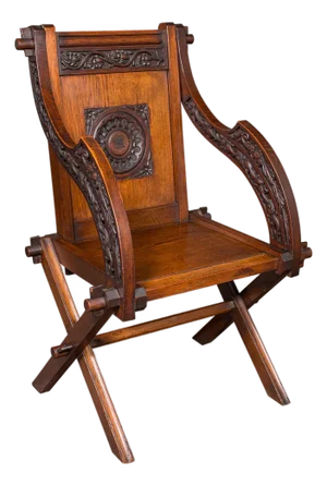 Antique Glastonbury Chair, English, Oak, Elbow Seat, Gothic Revival, Victorian