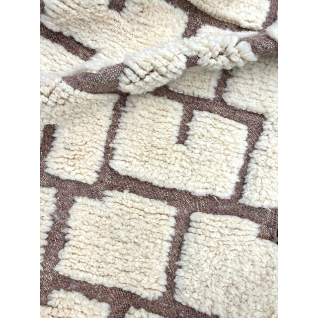 Early 21st Century Postmodern Hand-Knotted Moroccan Berber Runner Wool Carpet For Sale - Image 5 of 9