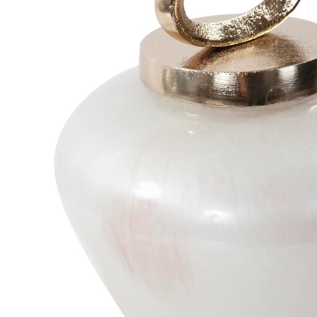 Kenneth Ludwig Chicago The Reza Glass Urn with Ornate Metal Top, Small For Sale - Image 4 of 7