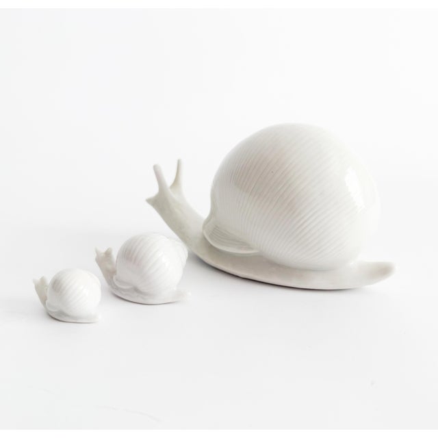 Vintage White Ceramic Snail Family Figurine Cottagecore - Large For Sale - Image 4 of 9