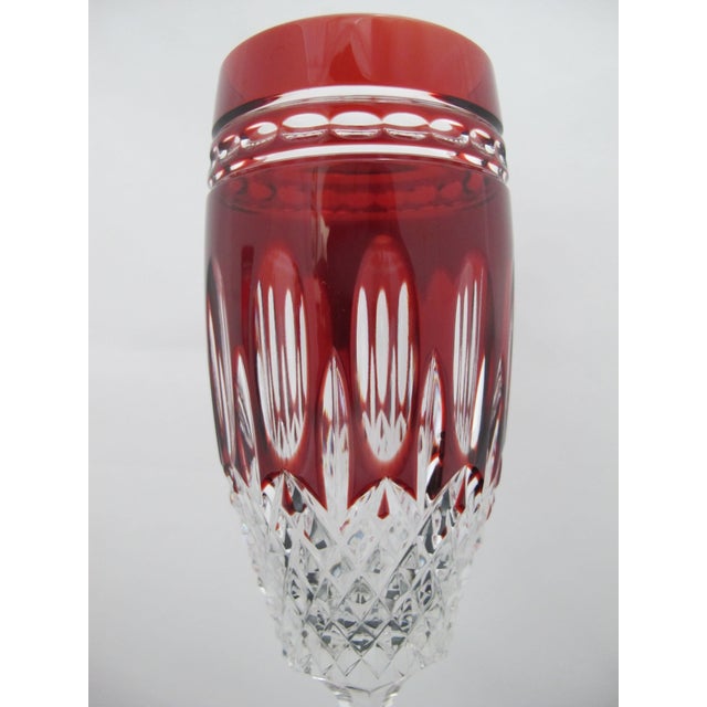 Waterford Crystal Clarendon Ruby Red Champagne Flutes 10" Pair For Sale In Portland, OR - Image 6 of 9