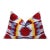 Hand-Knotted Silk Ikat Lumbar Pillow - 16x24 Red & Blue Velvet Accent For Sale