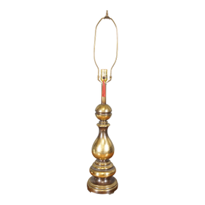 Mid 20th Century Heavy Cast Brass Baluster Table Lamp