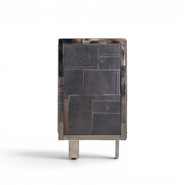 Mid 20th Century Pia Manu Brutalist Mid Century Steel, Chrome and Glass Credenza For Sale - Image 5 of 10