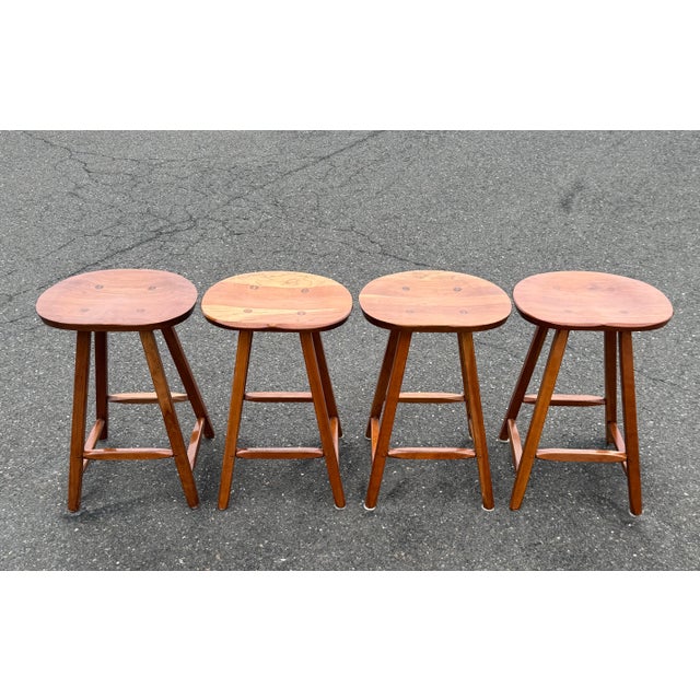 Solid Cherry Saddle Seat Bar Stool by Hunt Furniture Wingdale New York For Sale In Philadelphia - Image 6 of 10