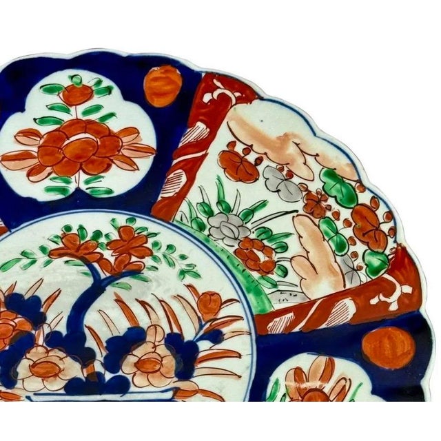 Antique 19th Century Japanese Imari Porcelain Scalloped Charger Plate, 13.25" D For Sale - Image 9 of 13