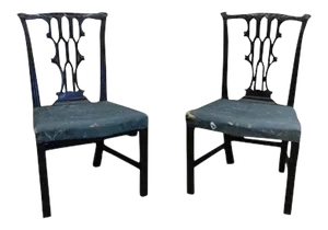 18th Century English George III Chippendale Carved Mahogany Chairs - A Pair