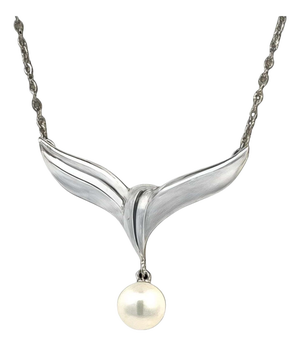 1990s Mikimoto Estate Akoya Pearl Necklace 17" Sterling Silver 6.50 mm