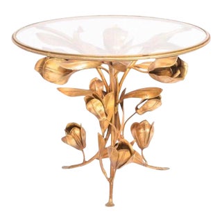 Vintage Hollywood Regency Gilt Floriform Side Table For Sale